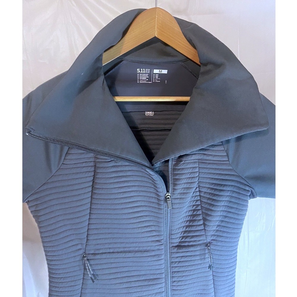 5.11 Tactical Stratos Full Zip Asymmetrical Funnel Neck Jacket Grey Size Medium